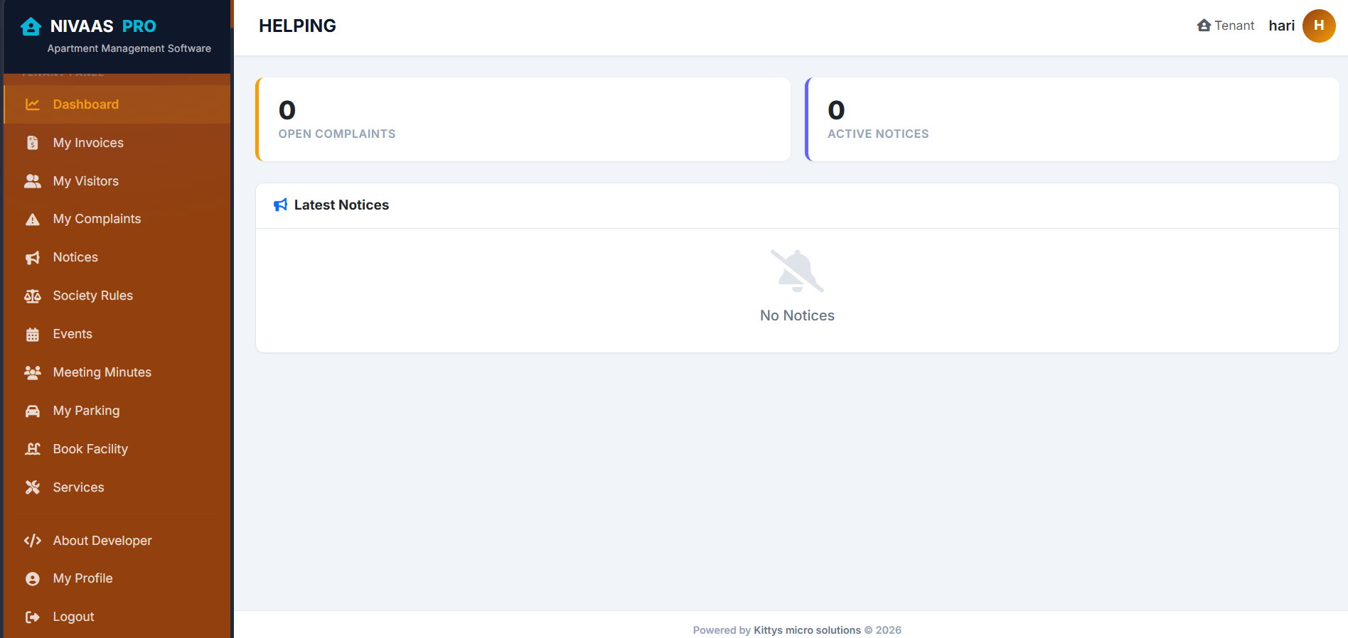 Tenant Panel Overview